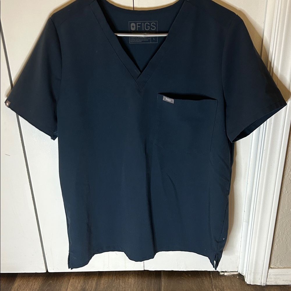 Figs women’s large one pocket scrub top. Color Dark Harbor.